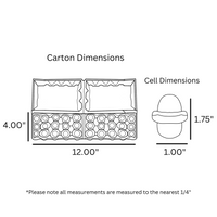 Digital rendering, egg carton dimensions, 15 cell, quail egg carton