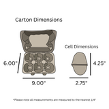 digital rendering of the 6 egg goose pulp carton dimensions