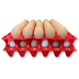 30-Cell Stackable Red filled with eggs stacked