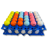 30-Cell Washable Blue filled with golf balls stacked