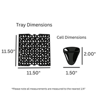 digital rendering of the 30-cell washable black tray dimensions