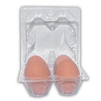 open view, 4 cells, plastic clear egg carton