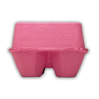 rear view pink unprinted pulp egg carton, 4-egg