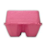 rear view pink unprinted pulp egg carton, 4-egg