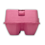 front view 4-cell pink paper egg carton, unprinted