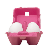 open view 4-eggs in pink paper carton, bulk