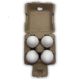 top view of unprinted natural 4-egg pulp carton, bulk