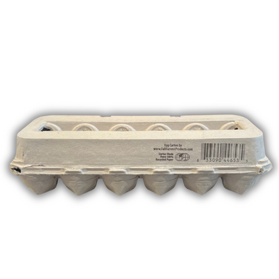 Jumbo blank pulp 12-egg carton with barcode on back