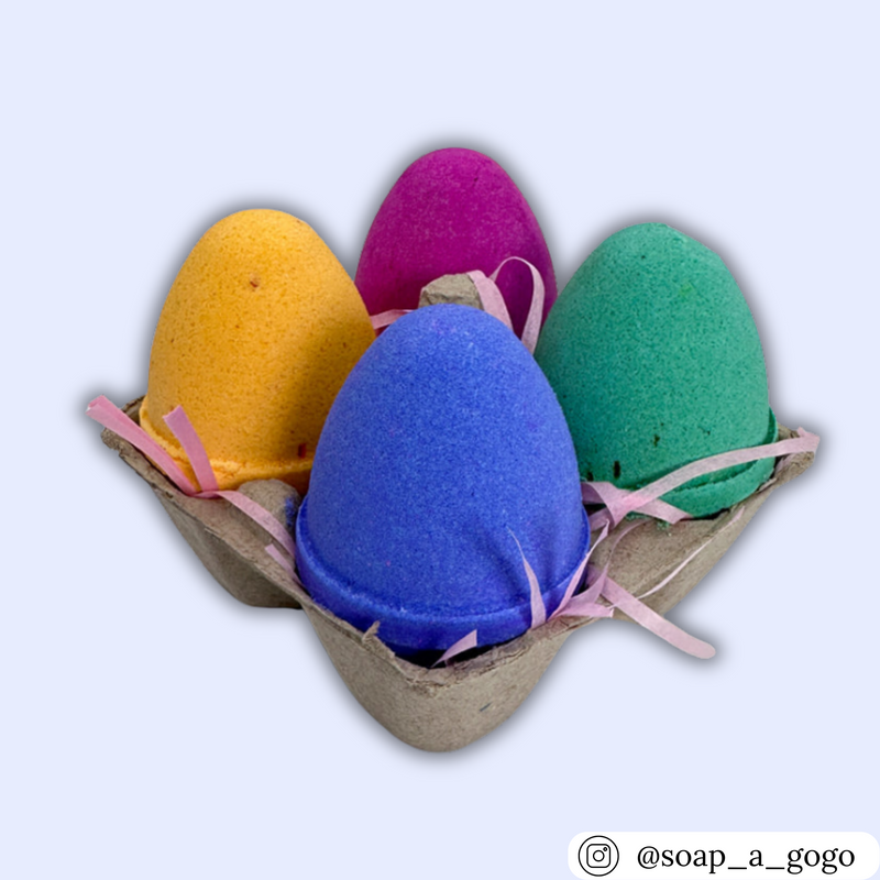4-cell egg cartons used for bath bombs, natural unprinted pulp packaging