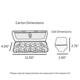 Digital rendering, egg carton dimensions, white foam