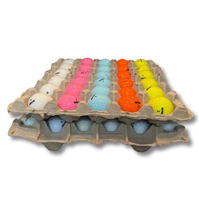 Egg Tray Filler Flat 30-Cell filled with golf balls stacked