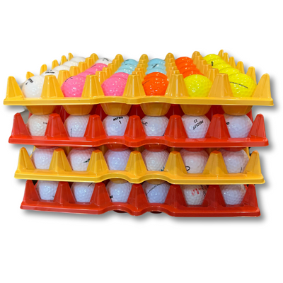 Egg Tray Filler Flat 30-Cell Multi-Pack filled with golf balls stacked