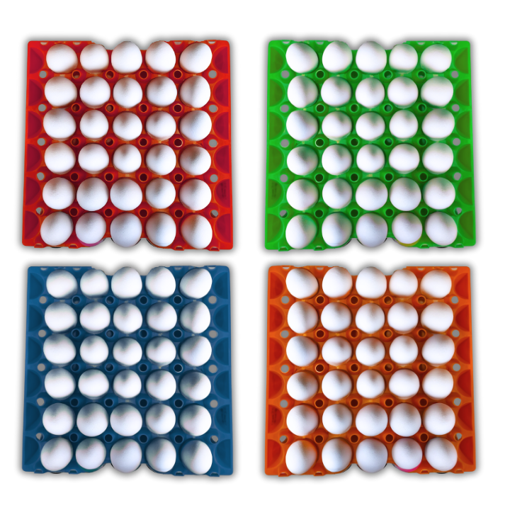 Egg Tray Filler Flat 30-Cell Stackable Multi-Pack filled with eggs