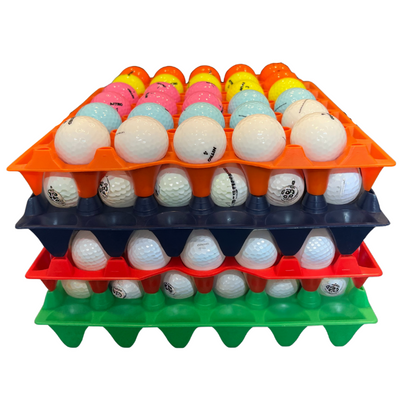 Egg Tray Filler Flat 30-Cell Stackable Multi-Pack stacked with golfballs