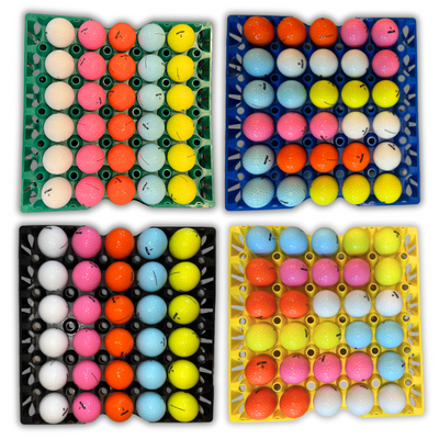 Egg Tray Filler Flat 30-Cell Washable Multi-Pack filled with golfballs