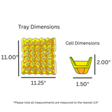 digital rendering, yellow plastic egg tray dimensions