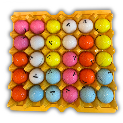 Egg Tray Filler Flat Egg Tray Filler Flat 30-Cell Multi-Pack filled with golf balls 