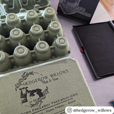 custom stamped army green vintage egg cartons 3x4 cells