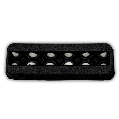 Black paper pulp egg carton with viewing holes, 12-cell bulk pricing