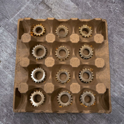 Egg Tray Filler Flat  12 cell paper pulp tray made for organizing machined parts. 