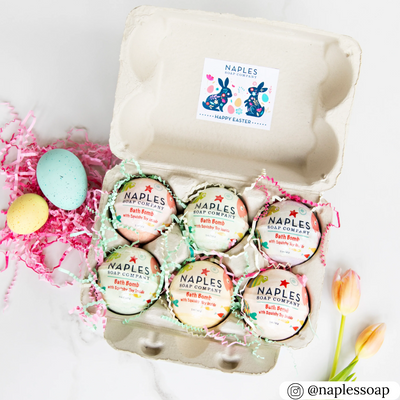 Goose egg carton with 6 cells used for bath bomb packaging 