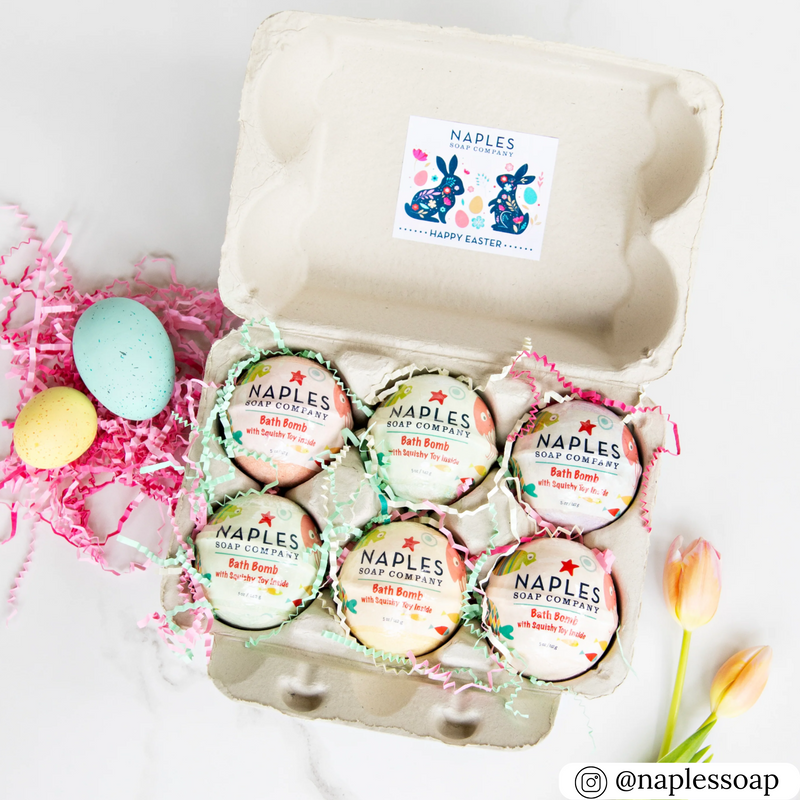Goose egg carton with 6 cells used for bath bomb packaging 