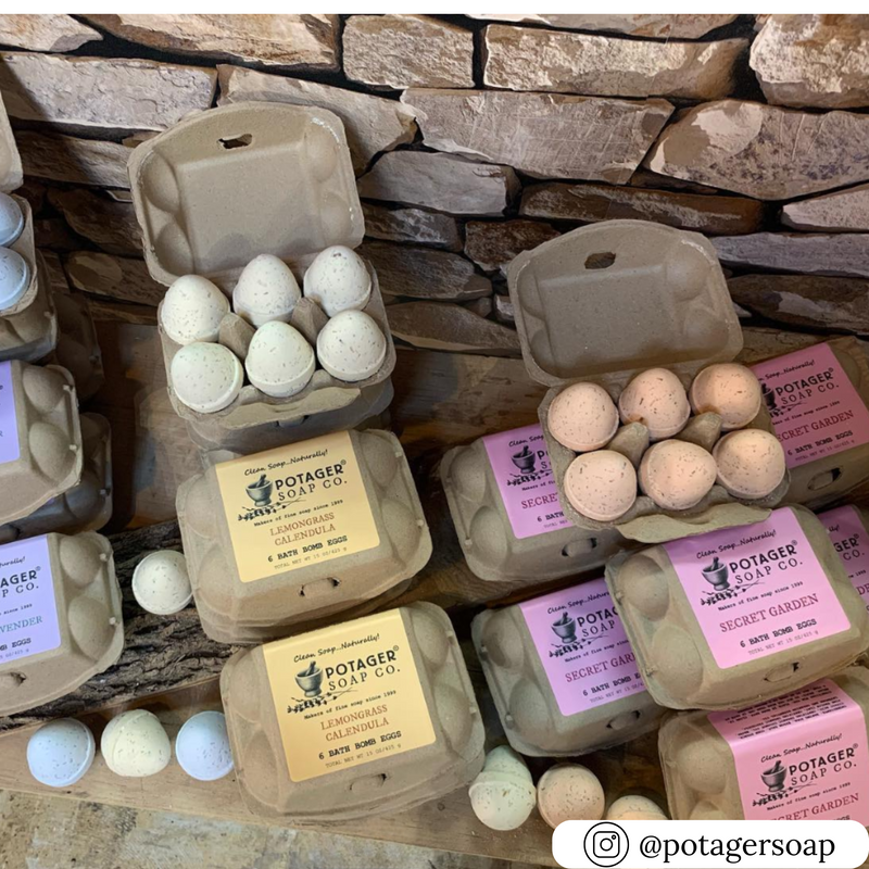 6-egg natural carton used for bath bomb packaging