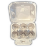 6-Egg Off-White pulp carton open view, six cells