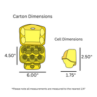 digital rendering of 6 egg yellow carton dimensions