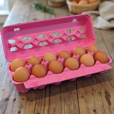 Pink egg carton, unique packaging for eggs to make your brand stand out