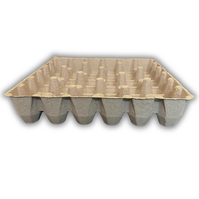 Egg Tray Filler Flat Natural paper pulp tray with 36 cells bottom, bulk wholesale, side view