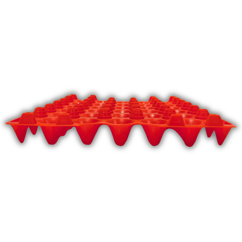 Red plastic stackable, reusable egg tray filler flat