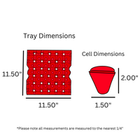 digital rendering of the 30-cell stackable red tray dimensions