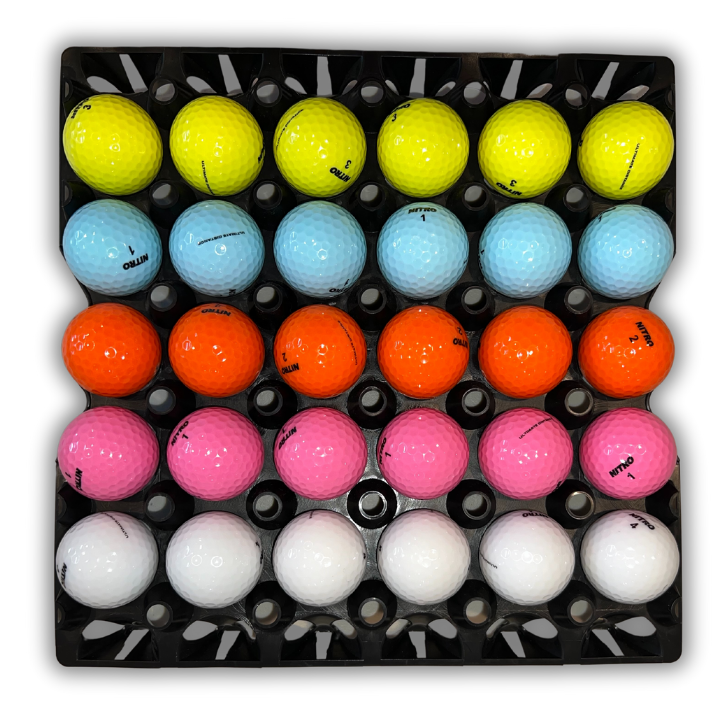 Egg Tray Filler Flat 30-Cell Washable Black filled with golf balls