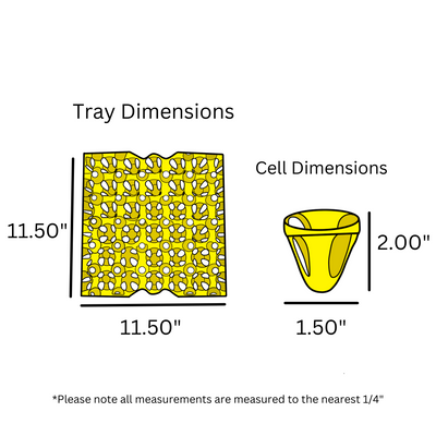 Egg Tray Filler Flat digital rendering, yellow plastic 30 cell egg tray dimensions