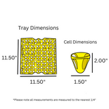 digital rendering, yellow plastic 30 cell egg tray dimensions
