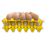 30-Cell Washable Yellow filled with eggs stacked