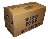 12" x 24" x 13.5" printed carboard box, holds 30 dozen eggs