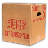 Egg Carton Shipping Case, 15 doezen, 12.5" x 12" x 14.5" carboard box, printed, keep refrigerated, for eggs and egg trays