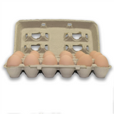 open carton with viewing holes, 18-egg, natural paper pulp, grade A