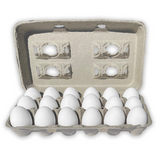 open view 18 chicken eggs, natural paper pulp