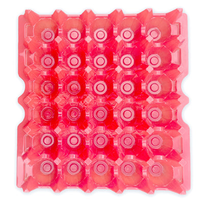 Egg Tray Filler Flat red top view of plastic washable egg tray 30 cell