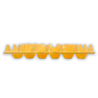 Egg Tray Filler Flat side view 11.25" x 11.00 yellow plastic egg tray, washable, reusable