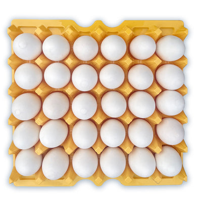 Egg Tray Filler Flat 30 cell plastic, yellow washable, stackable, unprinted egg tray