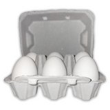 open view of the duck egg carton, holds 6 eggs