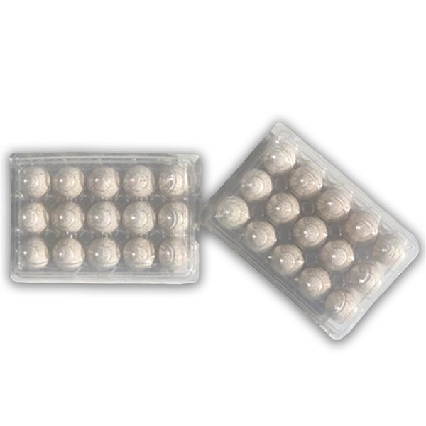 Quail Egg Carton, Plastic 15-Egg, Trifold, top view