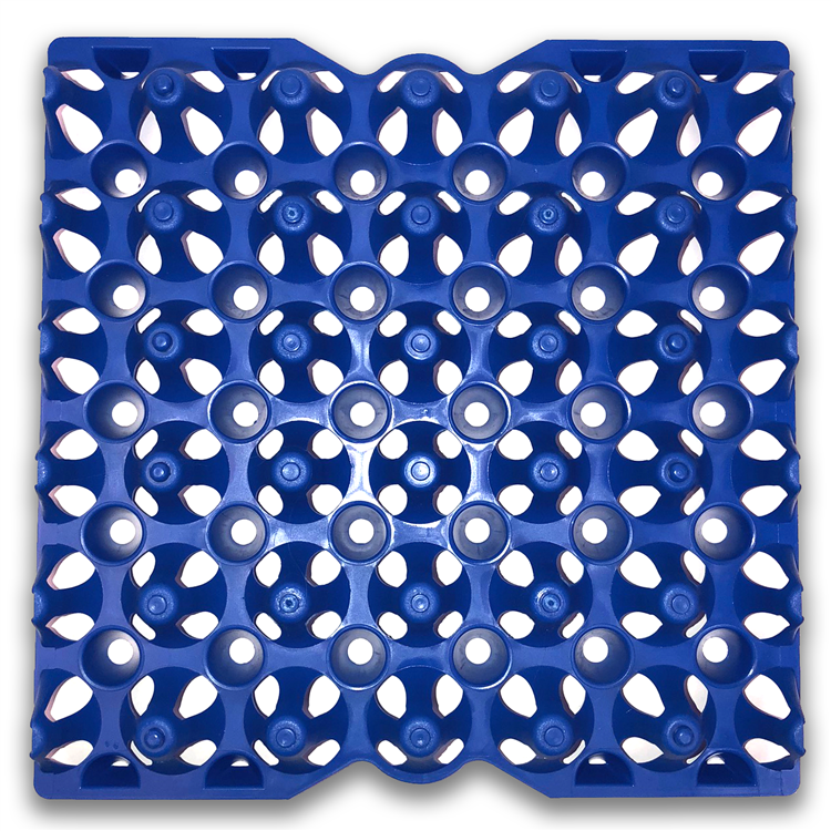 Egg Tray Filler Flat S-L eggs, 11.50" x 11.50" blue plastic, stackable egg trays 