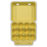 3x4 Yellow Pulp Paper Egg Carton Vintage Cover Picture Open View