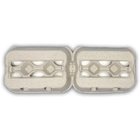 Top of a split egg carton with viewing holes