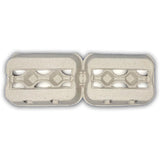 Top of a split egg carton with viewing holes